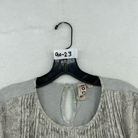 Anthropologie Dolan Blouse Women's Sz M Gray Snake Print Pleated Keyhole Back - Picture 13 of 13